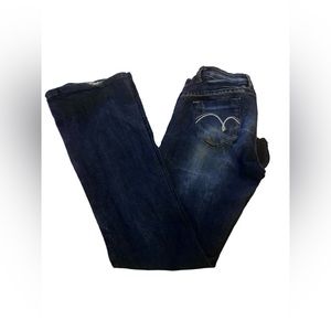 Redial premium dark blue denim flare w/ silver stud accents